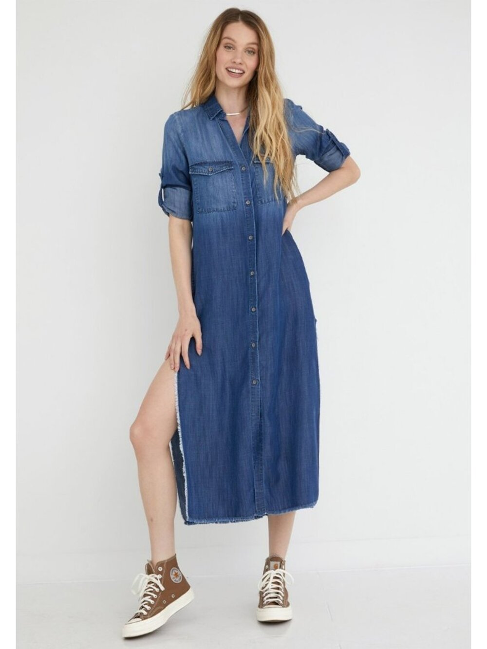 BELLA DAHL MAXI SHIRT DRESS MOONLIGHT WASH